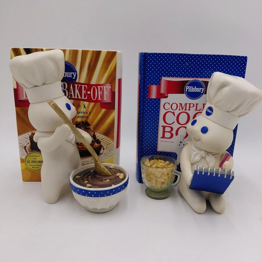 Vtg Pillsbury Doughboy Danbury Mint Bookends Set Poppin Fresh Kitchen Decor